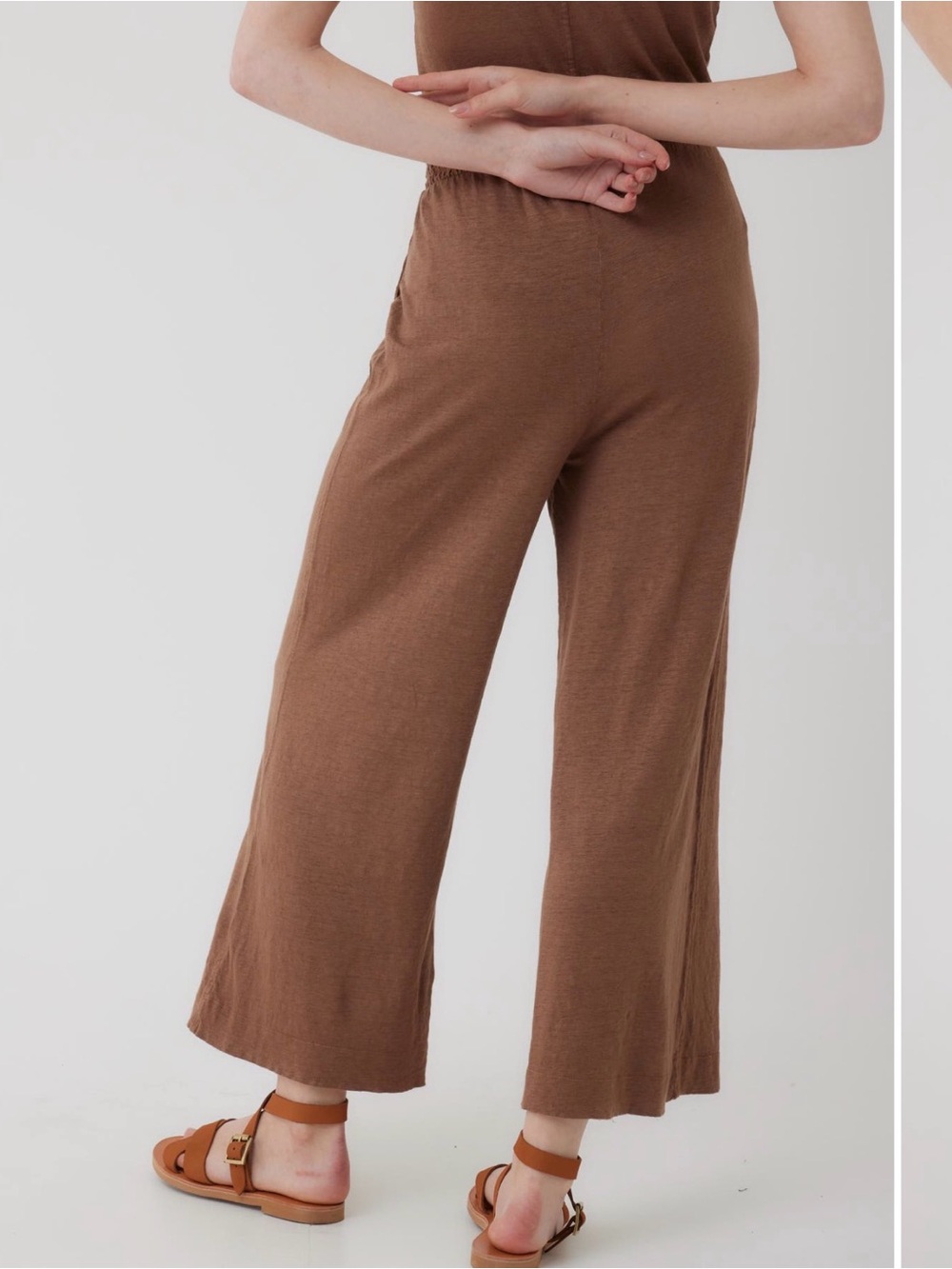 Majestic Filatures Brown Stretch Linen Wide-Leg Pants size 3 NWOT - Picture 2 of 7